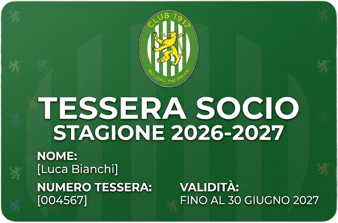 Tessera Sostenitore Club 1917 FC Paradiso